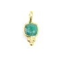 Encantamento quadrado de ágata verde facetada em prata esterlina 925 com revestimento de ouro 5x11mm x 1pc