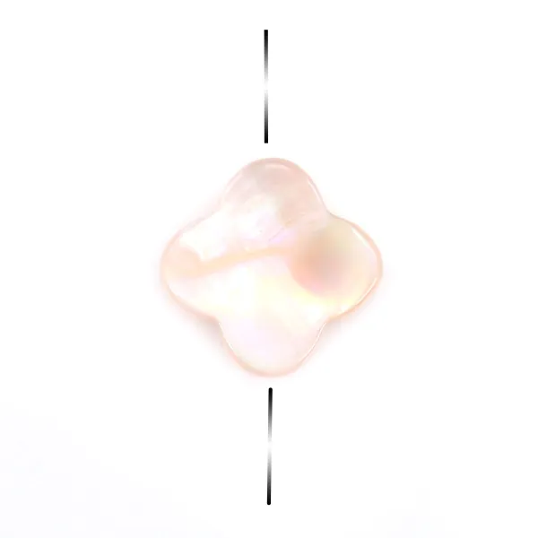 Nacre rose en forme de trèfle 6mm x 4 pcs