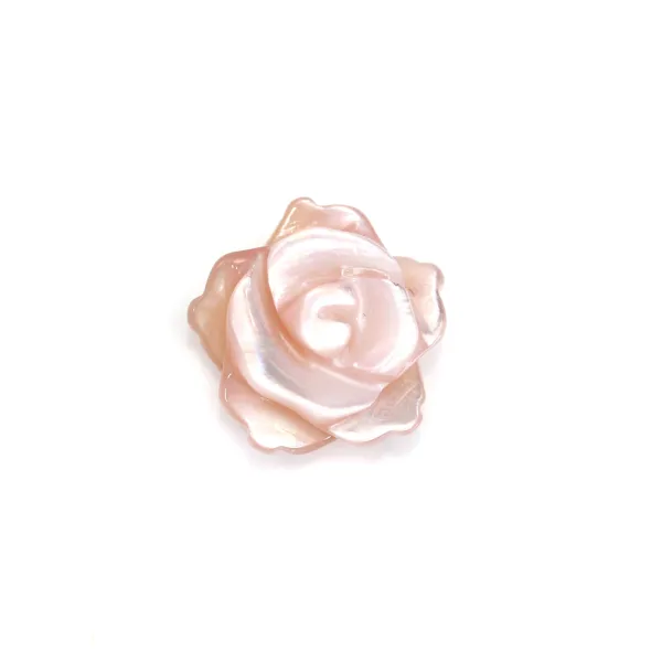 Pink mother-of-pearl half drilled rose 10mm x 1pc