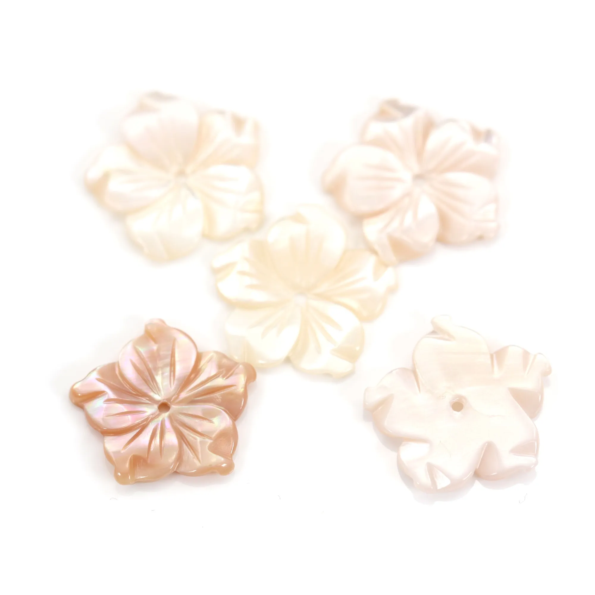 6 Boutons En Forme De Fleur En Nacre - Diamètre 11 Mm - Couleur Au Choix - Fabriqué En France - Neuf