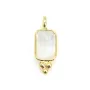 Breloque Pierre de lune rectangle serti argent 925 doré à l'or fin 5x13mm x 1pc