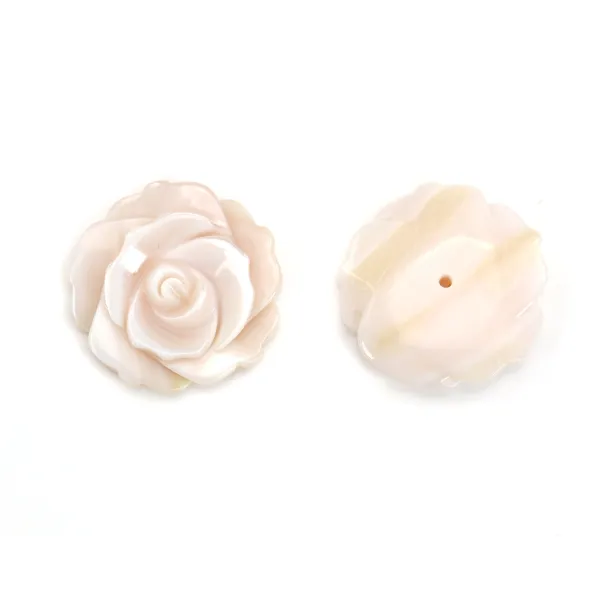 Pink mother-of-pearl half drilled rose 20mm x 1pc