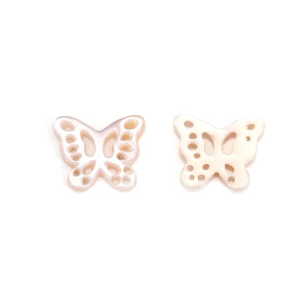 Nacre rose ajourée en forme de Papillon 9.5x11.5mm x 1pc