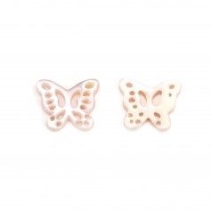 Pink mother-of-pearl butterfly with openwork 9.5x11.5mm x 1pc