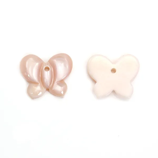 Nacre rose en forme de papillon 10x12mm x 1pc
