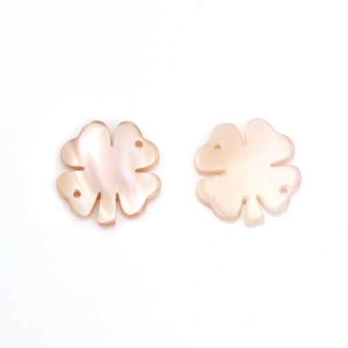 Nacre rose en forme de trèfle à 4 feuilles 13mm x 1pc