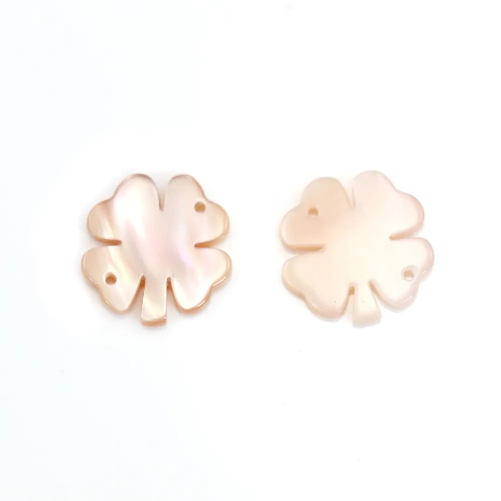 Nacre rose en forme de trèfle à 4 feuilles 13mm x 1pc