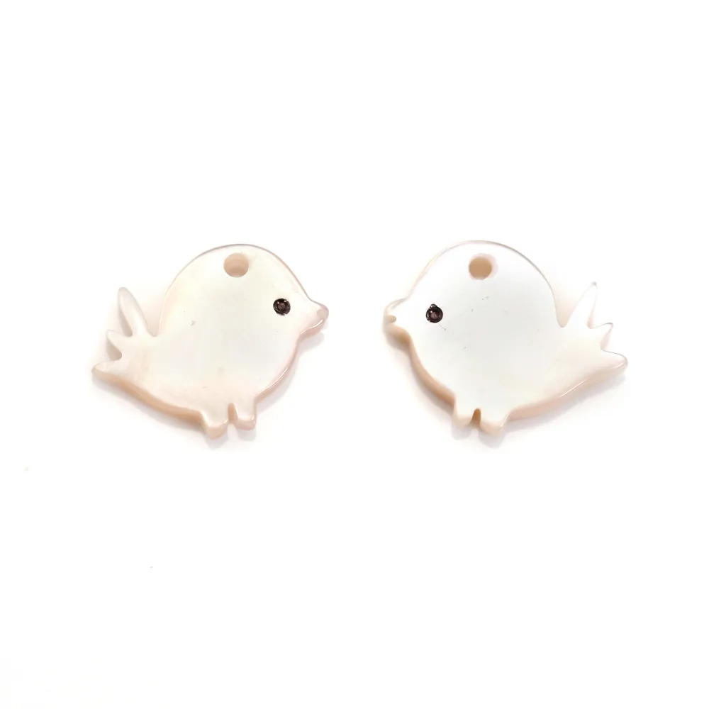 Nacre rose en forme d'oiseau 9x9mm x 1pc