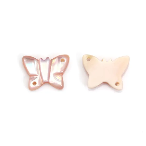 Nacre rose en forme de papillon 9x12mm x 1pc