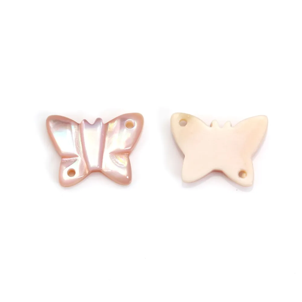 Nacre rose en forme de papillon 9x12mm x 1pc
