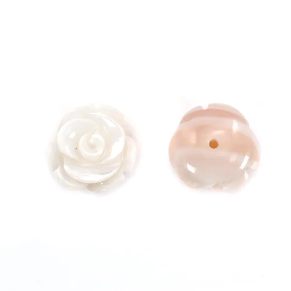 Natural rose shell ''Flower''Semi-perforated  12mm x 1pc