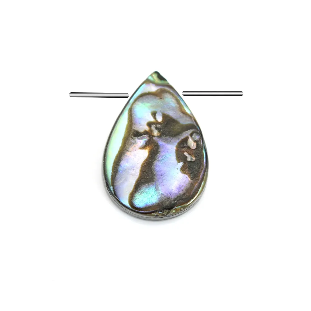 Nacre d'ormeau en goutte plate 10x14mm x 4 pcs