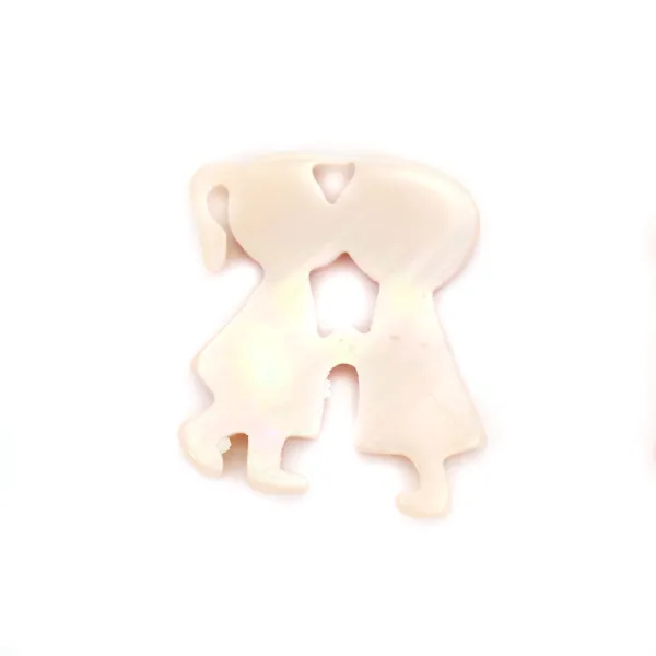 Nacre rose en forme de couple d'amoureux 14x16mm x 1pc