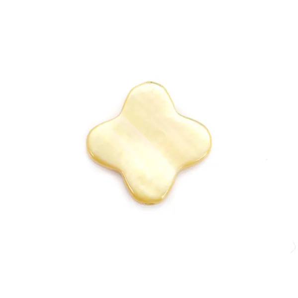 Nacre jaune en forme de trèfle 12mm x 2pcs