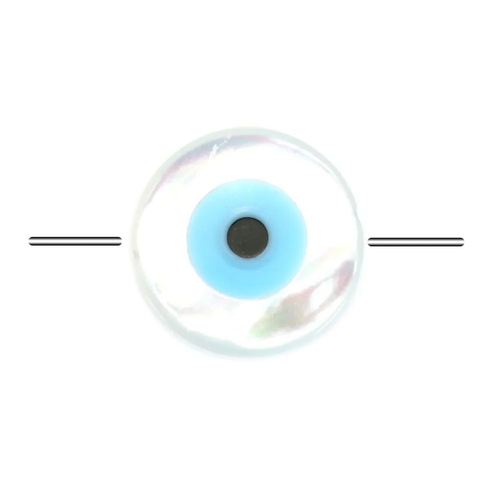 Nacre blache en forme d'oeil rond 12mm x 1pc