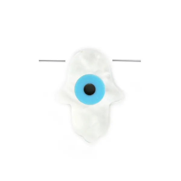 Nacre Blanche Nazar boncuk en forme de main 12 x16mm x 1pc