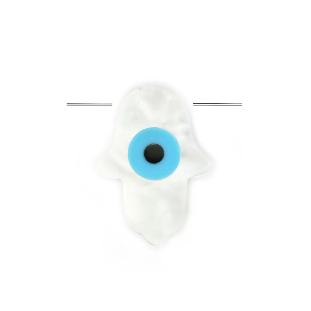 Nacre Blanche Nazar boncuk en forme de main 12 x16mm x 1pc