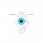 White mother-of-pearl with a blue eye , in a hand-shape 12x16mm x 1pc