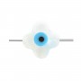 White mother-of-pearl with a blue eye, in a flower-shape 8mm x 2pcs