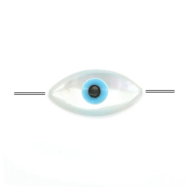 Nazar (blue eye) made of white mother-of-pearl 5x10mm x 1pc