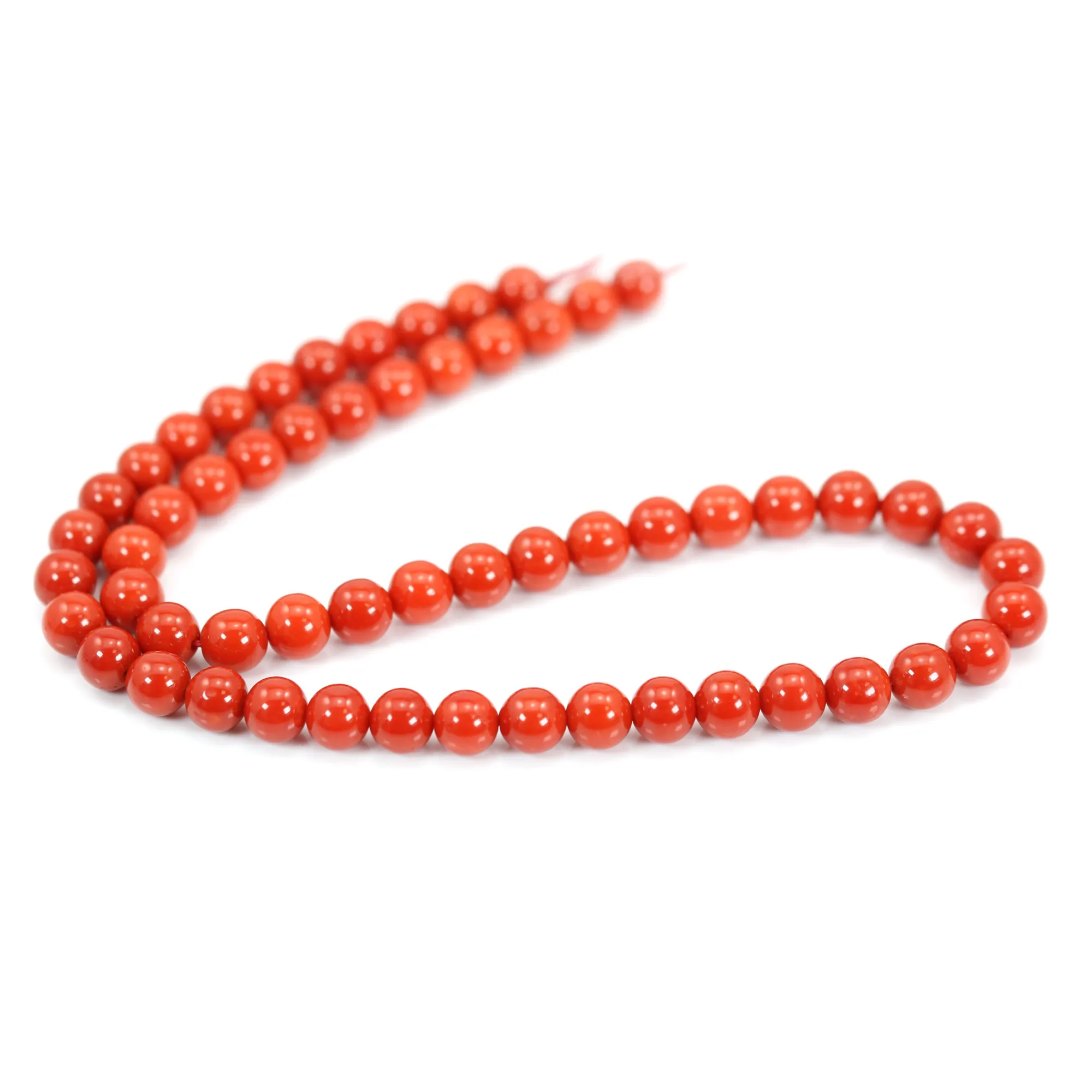 thumbnail image 2 of Natural 8mm South Sea Red Coral Gemstone Round Beaded Necklace – 20 Inch, Unbranded 2 of 4