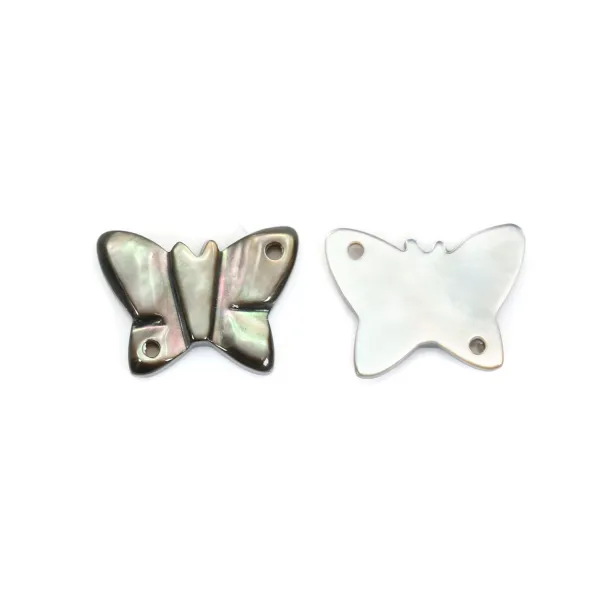 Gray mother-of-pearl in a butterfly shape 9x12mm x 1pc