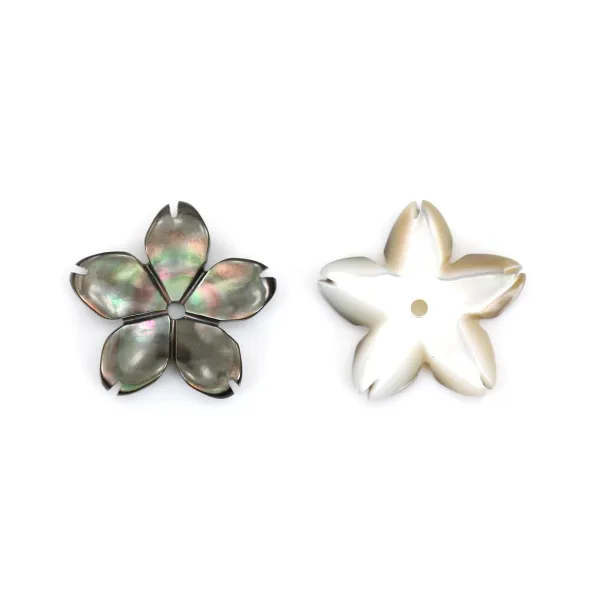 Nacre grise en fleur à 5 pétales 12mm x 1pc