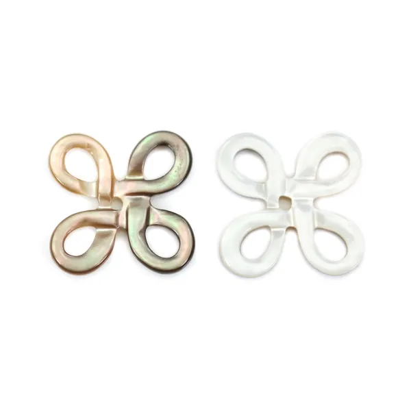 Gray mother-of-pearl chinese knot 20mm x 1pc