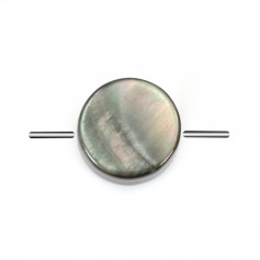 Gray mother-of-pearl flat round beads 8mm x 20 pcs