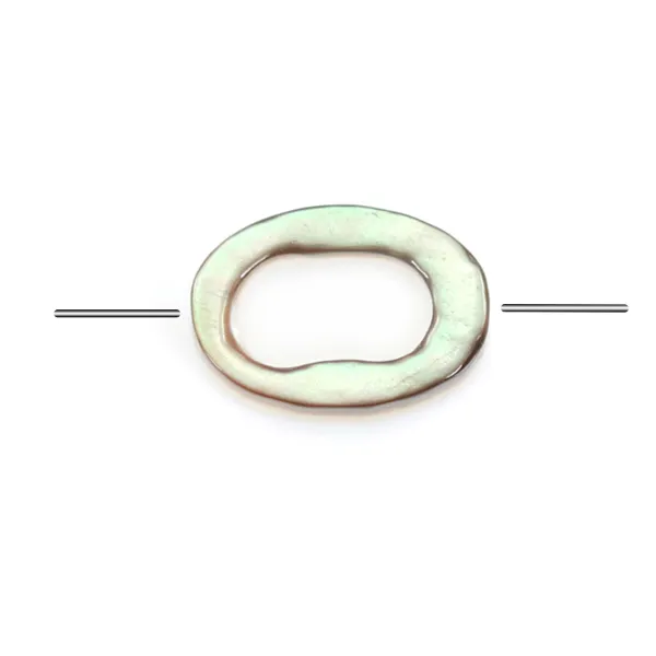 Gray mother-of-pearl hollowed oval beads 4x6mm x  20 pcs