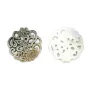 Gray mother-of-pearl floral pattern with openwork 18mm x 1pc