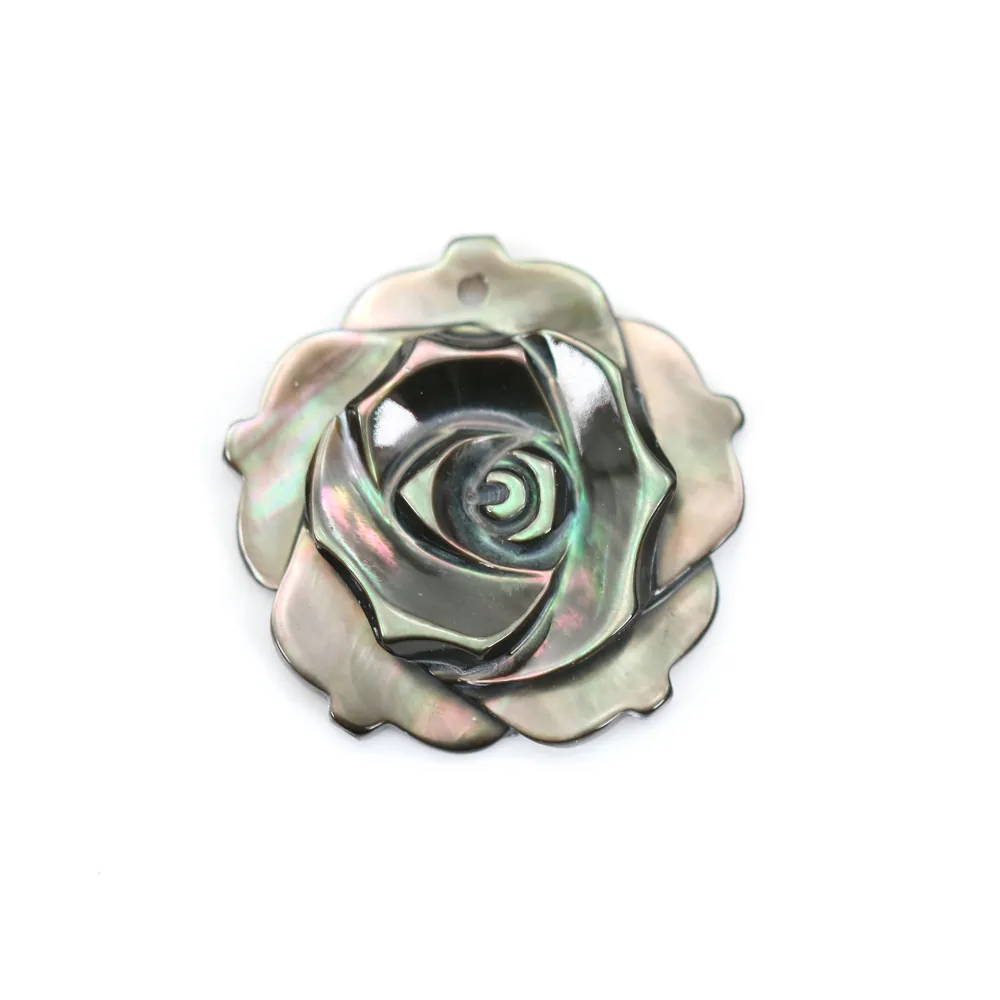Nacre grise en forme de rose 12mm x 1pc