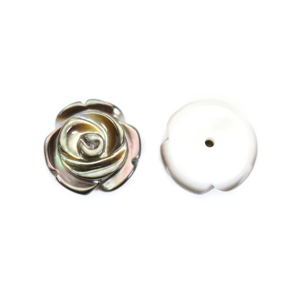 Nacre grise semi-percée en forme de rose 8mm x 2pcs