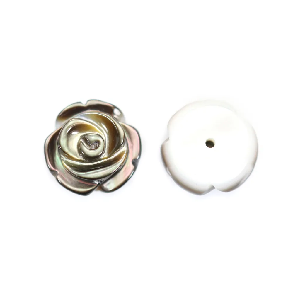Nacre grise semi-percée en forme de rose 8mm x 2pcs