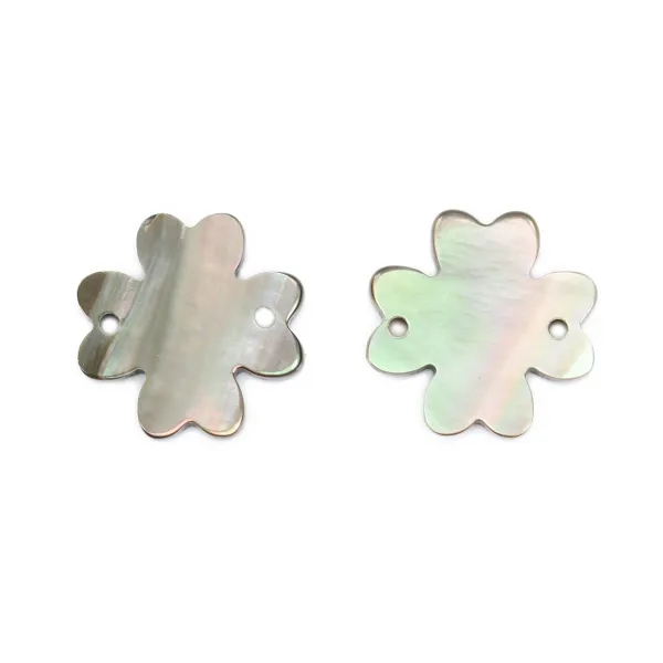 Nacre grise en forme de trèfle à 4 feuilles 12mm x 1pc