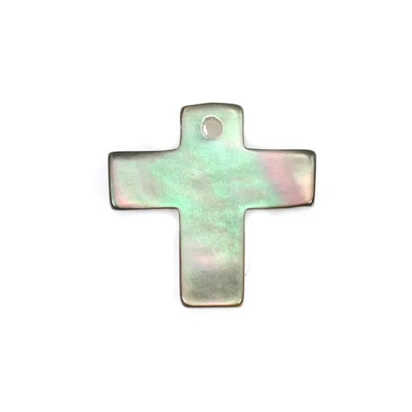 Gray mother-of-pearl cross 8x8mm x 2pcs