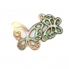 Gray mother-of-pearl butterfly couple 13x18mm x 1pc