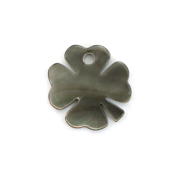Nacre grise en forme de trèfle à 4 feuilles 10mm x 1pc