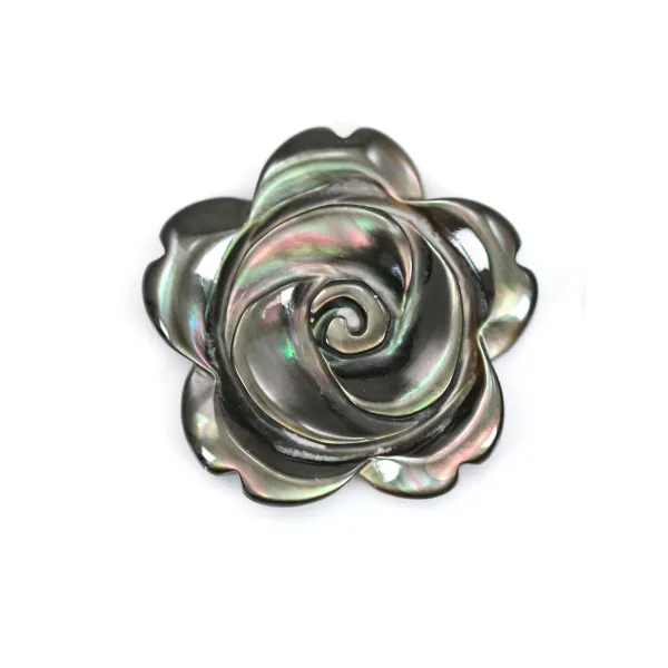 Nacre grise semi-percée en forme de fleur 20mm x 1pc