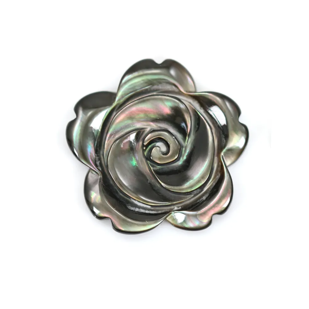Nacre grise semi-percée en forme de fleur 20mm x 1pc