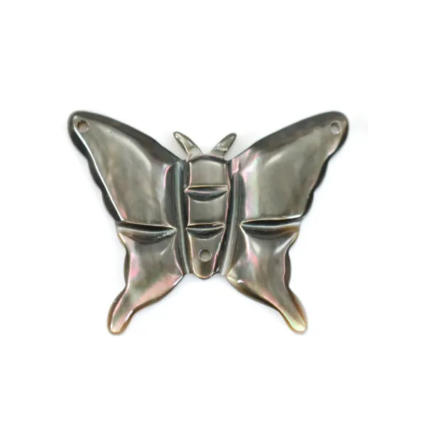Gray mother-of-pearl in a butterfly shape 21x26mm x 1pc