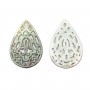 Gray mother-of-pearl in drop shape with openwork 22x32mm x 1pc