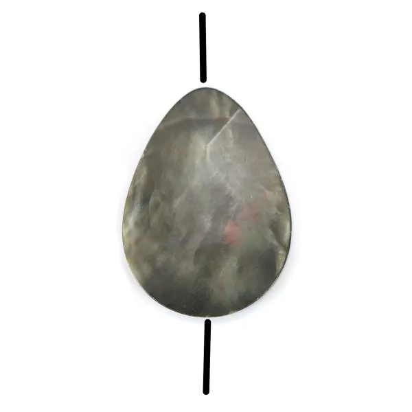 Gray mother-of-pearl faceted flat drop beads 15x20mm x  4 pcs
