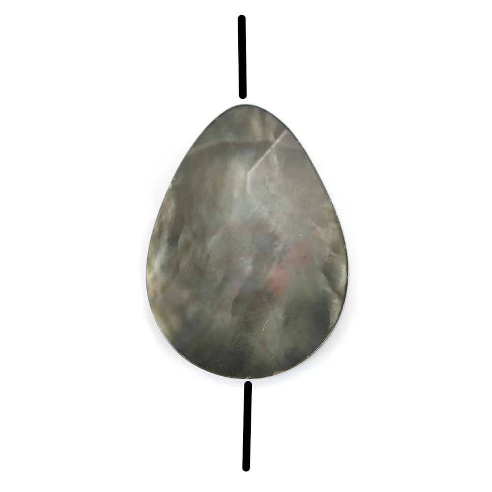 Nacre grise en forme de goutte plate facettée 15x20mm x 4 pcs