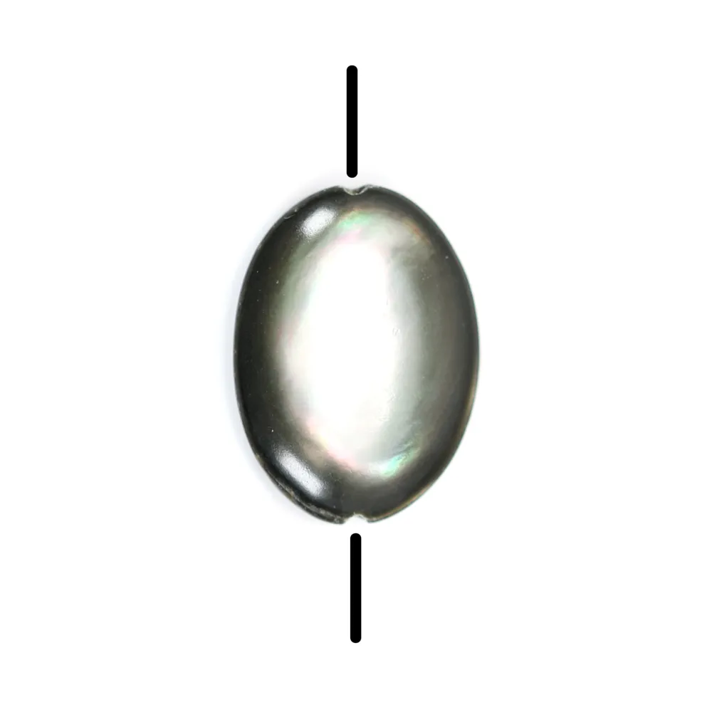 Nacre grise en forme d'oval bombé 12x16mm x 4 pcs