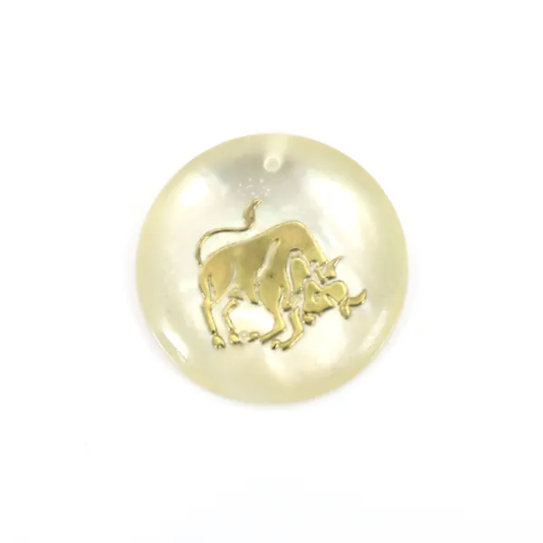 Pendentif Taureau en nacre 20mm x 1pc