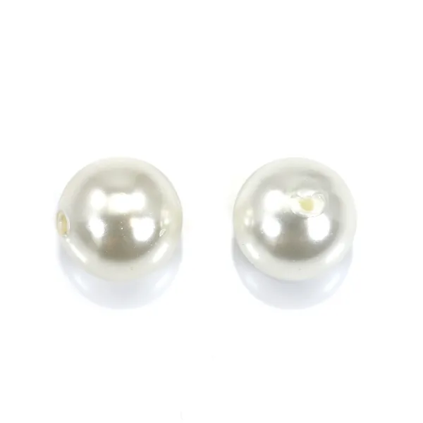Perle nacrée blanche semi-percé x 2pcs