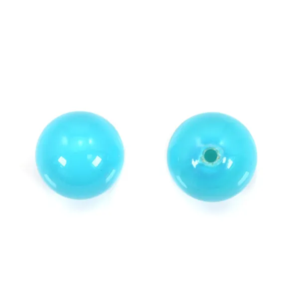 Black agate, half drilled, round 10mm x 2pcs