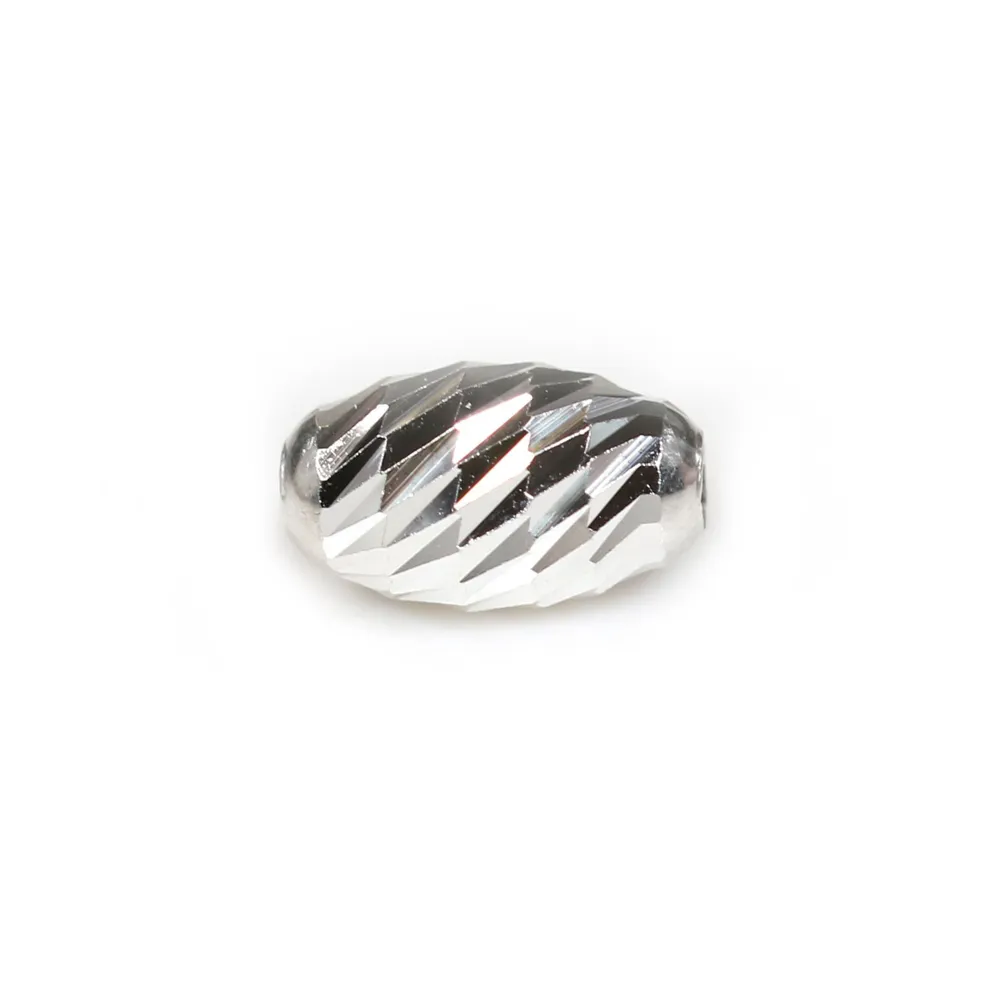 Perle striée, en argent 925, en forme d'olive, 6x10mm x 2pcs