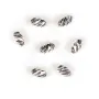 Perle striée, en argent 925, en forme d'olive, 3x4.5mm x 10pcs